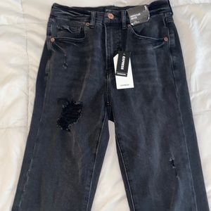 Express black high rise cropped flare jeans